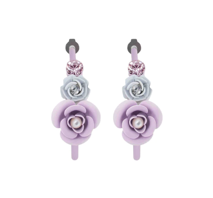 Murano Violetta Floral Hoop Earrings with Crystals - Silk Effect