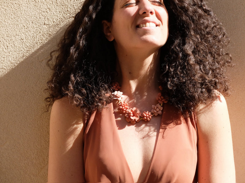 Collana Ibisco Terracotta e Rosa