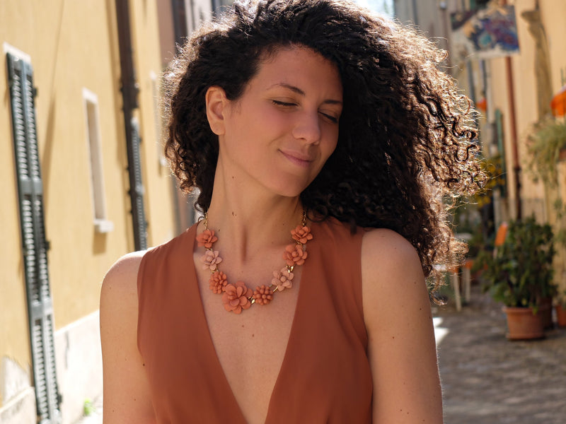 Collana Ibisco Terracotta e Rosa