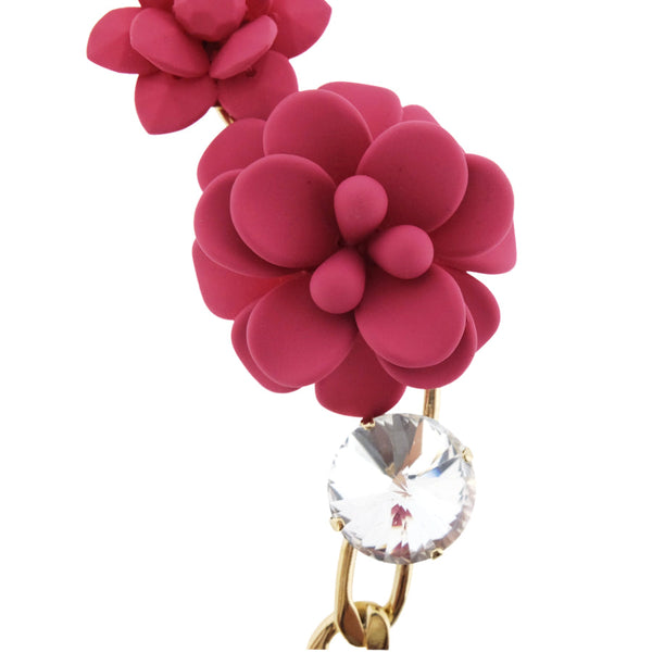 Hibiscus and Lily Bracelet with Diamond Cut Crystals