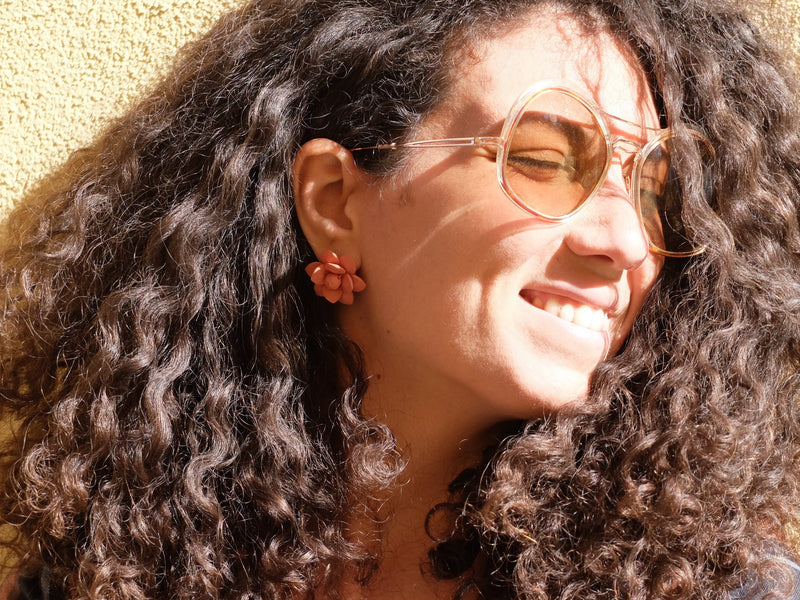 Terracotta Stud Lily Earrings - Silk Effect