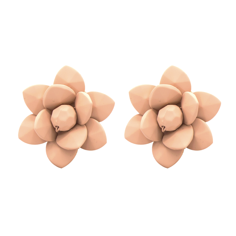 Murano Pink Sunset Stud Lily Earrings - Silk Effect