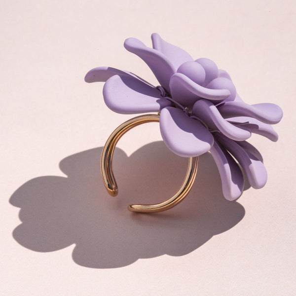Sardinian Lavender Hibiscus Silk Effect Adjustable Ring