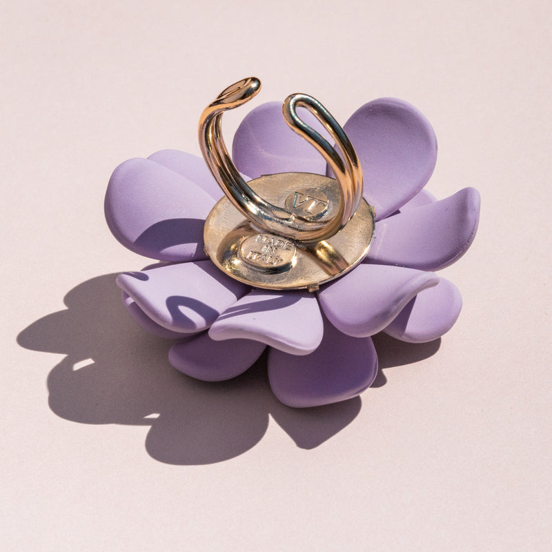 Sardinian Lavender Hibiscus Silk Effect Adjustable Ring
