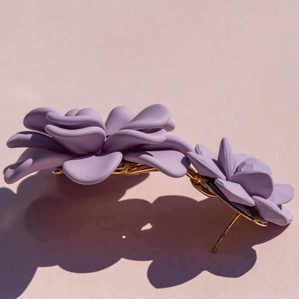 Sardinian Lavender Hibiscus Silk Effect - Double Pendant Earrings