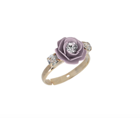 Camellia Adjustable Ring with crystals