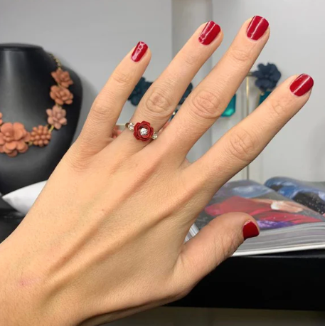 Camellia Adjustable Ring with crystals