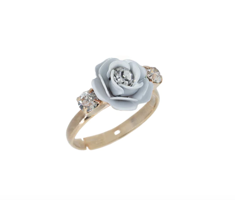 Camellia Adjustable Ring with crystals