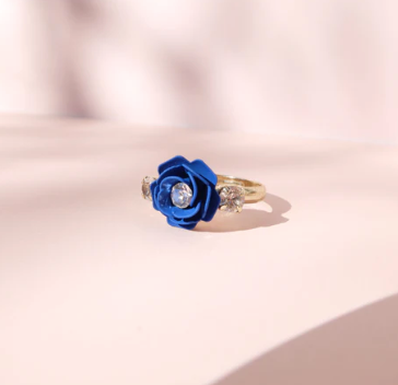 Camellia Adjustable Ring with crystals