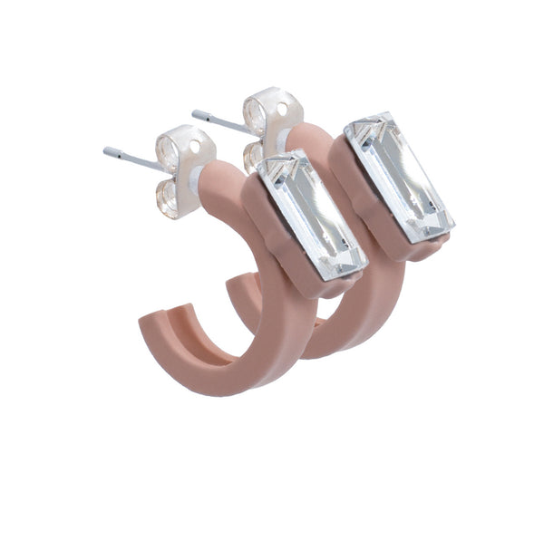 Murano Pink Sunset Flora Hoop Earrings with Crystal - Silk Effect