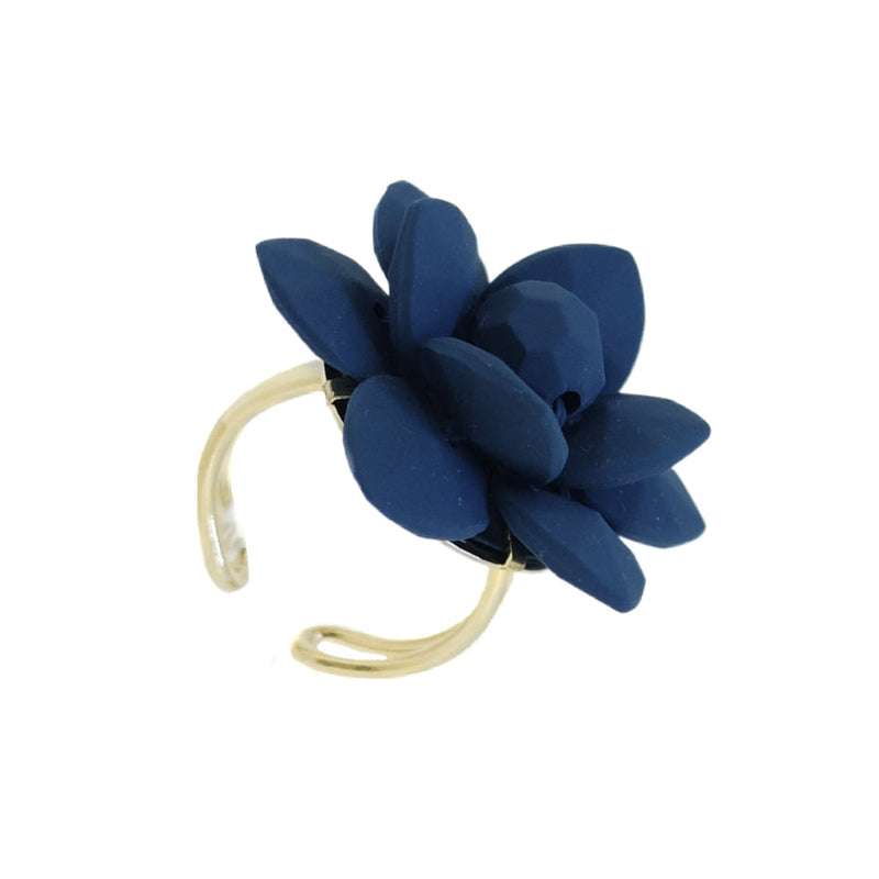 Adriatic Sea Breezy Blue Lily Silk Effect - Adjustable ring