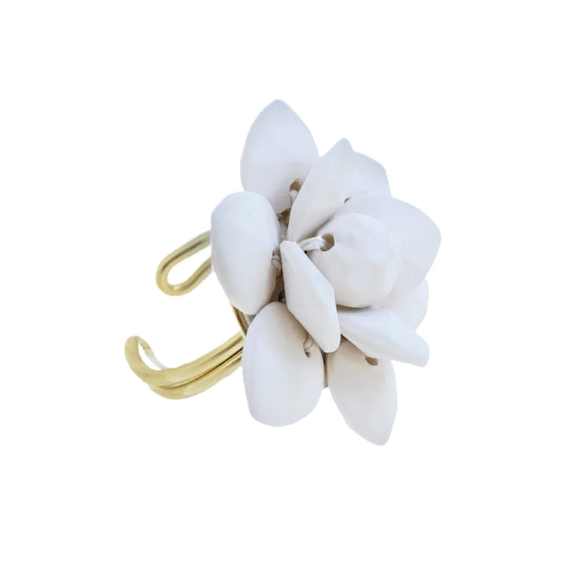 Mediterranean White Lily Silk Effect - Adjustable ring