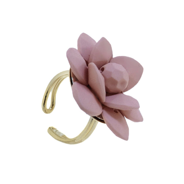 Murano Pink Sunset Lily Silk Effect - Adjustable ring