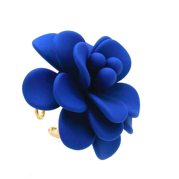 Blue Capri Hibiscus Silk Effect Adjustable Ring