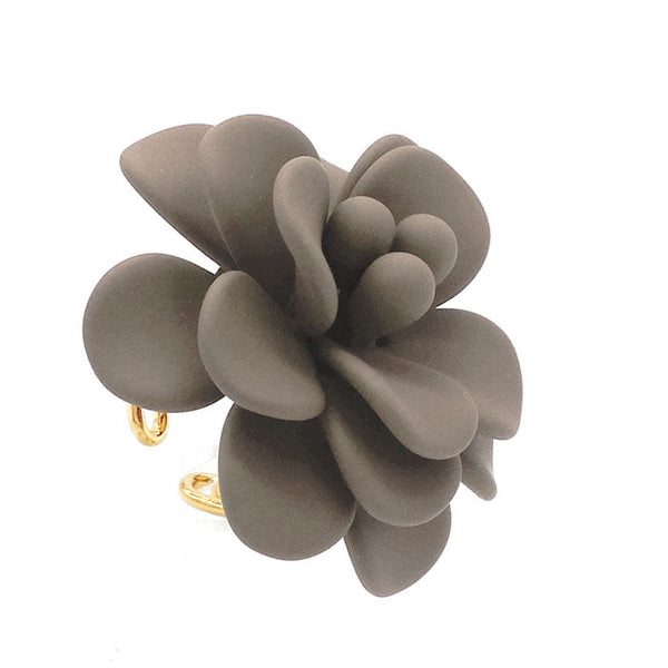 Italian Dove Grey Modern Marble Hibiscus Silk Effect Adjustable Ring