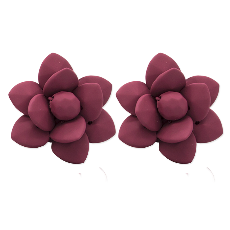 Tuscany Grape Purple Stud Lily Earrings - Silk Effect