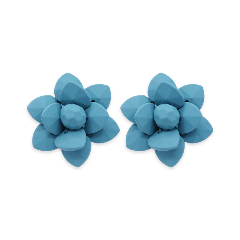 Portofino Bright Turquoise Stud Lily Earrings - Silk Effect