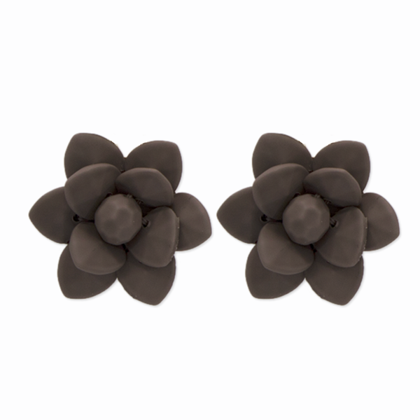 Italian Dove Gray Modern Marble Stud Lily Earrings - Silk Effect