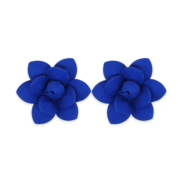 Blue Capri Stud Lily Earrings - Silk Effect