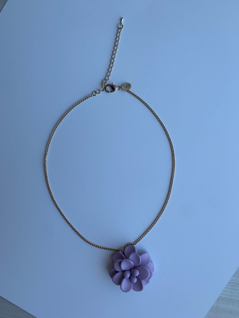 Sardinian Lavander Hibiscus Retro Dangle Choker Necklace